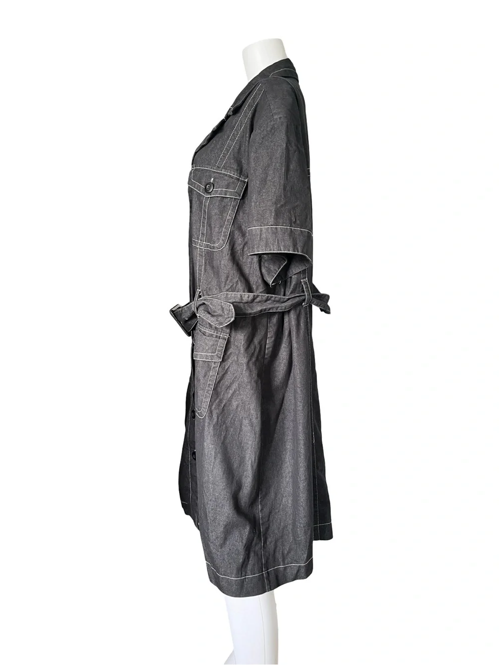 Robert Louis Belted Midi Dress Faded Black Utility Button Up Womens Plus Size 3X